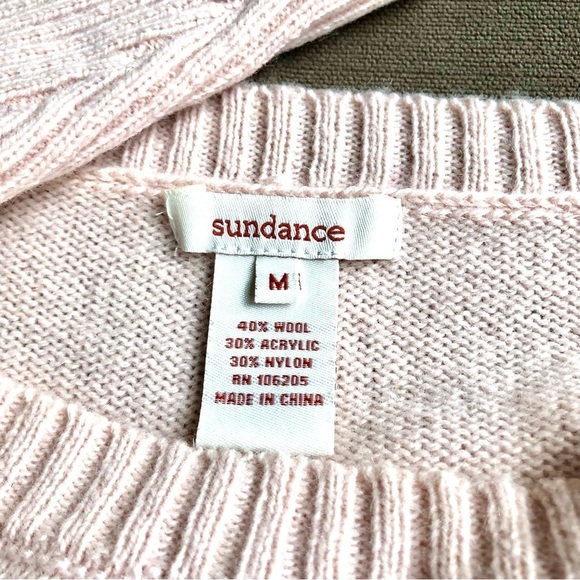 Sundance Oversized Sweater in Light Pink Wool Blend with Ribbed Drop Sleeves (M) - Picture 6 of 8